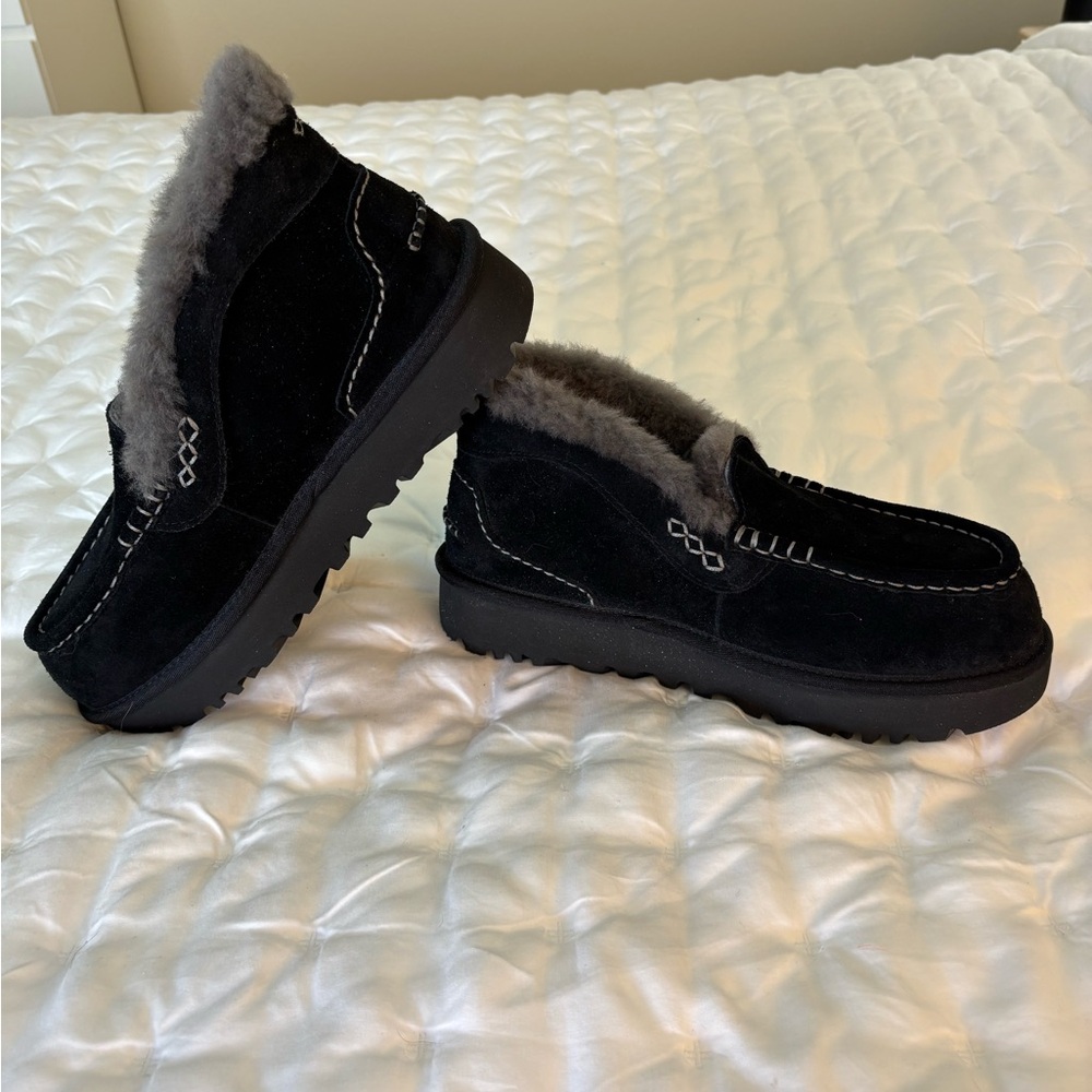 UGG Black Shearling Lined Loafers